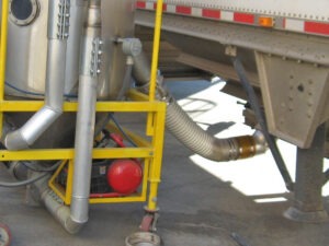 US Systems Urethane Sleeve Railcar Adapter in use unloading a truck